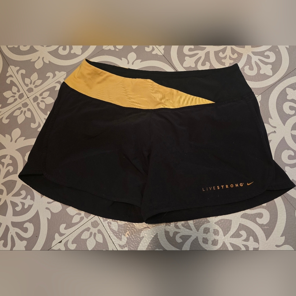 Nike Black and Yellow Dri-Fit Shorts